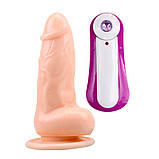 Вібратор реалістичний Chisa Jumbo Jack з мошоком на присосці, бежевий, 15 х 3.6 см, фото 9