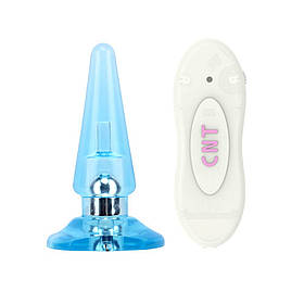 Анальний корок із вібрацією Chisa блакитний, 10.5 х 3 см