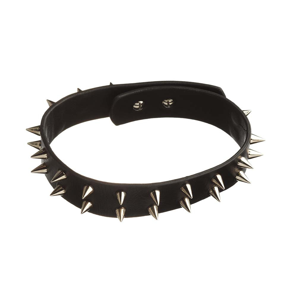 Чокер шкіряний чорний із шипами 2 ряди NO TABOO, фото 1
