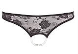 Трусики мереживні з вирізом і бусами Cottelli Lingerie, чорні, S, фото 4