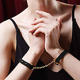 Браслет-наручники італійська шкіра, чорний, UPKO, фото 2