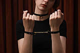 Браслет-наручники італійська шкіра, чорний, UPKO, фото 9