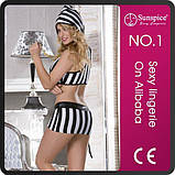 Костюм перегонники Sunspice Lingerie 5 предметів, чорно-білий, One Size, фото 4