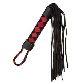 Флоггер (плетка) червоно-чорний замш 22 см ручка ромб