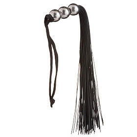 Флоггер (плетка) чорний із тонким "хвостом" 19 см і трьома кулями на ручці NO TABOO