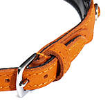 Нашийник шкіряний оранжевий Голландія ручна робота, фото 3