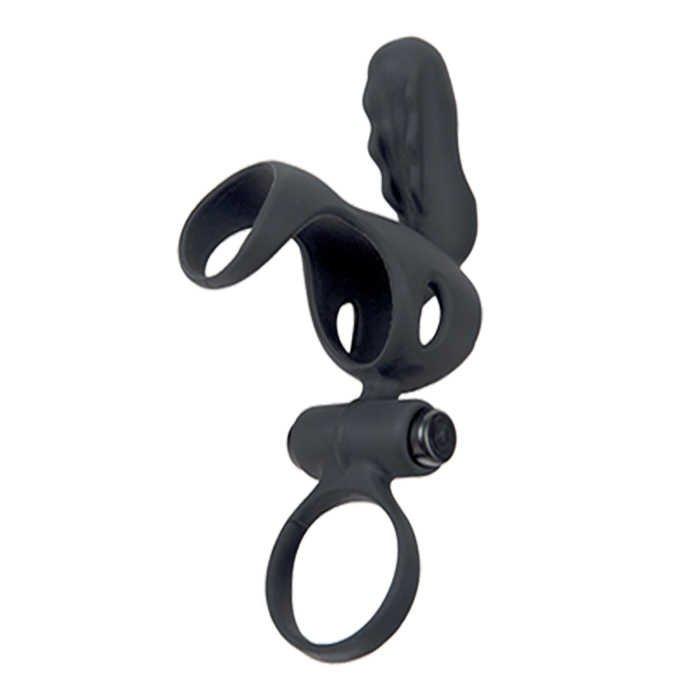 Вібро-насадка Adrien Lastic Spartacus R на пінис і мошок, чорна, 17.2 х 3.3 см, фото 1