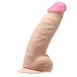 Фалоїмітатор кібершкіровий ГІГАНТ з отворами в мошонці для вібропуль, фото 4