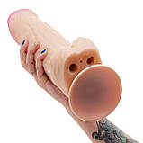 Фалоїмітатор кібершкіровий ГІГАНТ з отворами в мошонці для вібропуль, фото 5