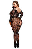 Сексуальний комбінезон Baci Lingerie XL, мереживний, з інтимним вирізом, чорний, фото 2