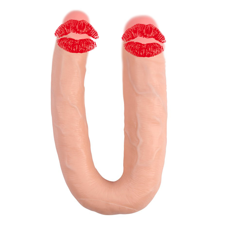 Фалоїмітатор подвійний Chisa Ballsy Her-Her Overlap, реалістичний, бежевий, фото 1