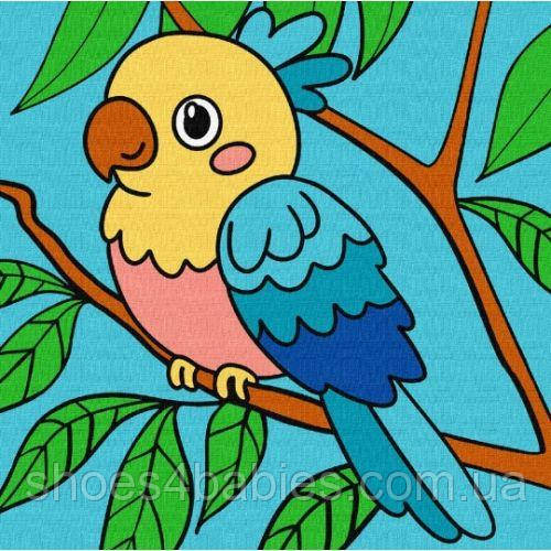 Картина по номерам "Яркий попугайчик" 25х25 см