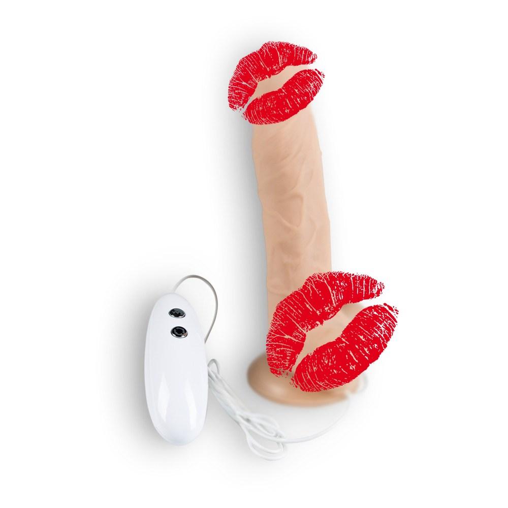 Реалістичний вібратор Alive Cesar з ротацією і пультом, бежевий, 18 х 3.8 см, фото 1