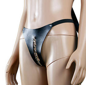 Труси для БДСМ з металевими елементами та відкритим доступом, чорні BEING Fetish S/M