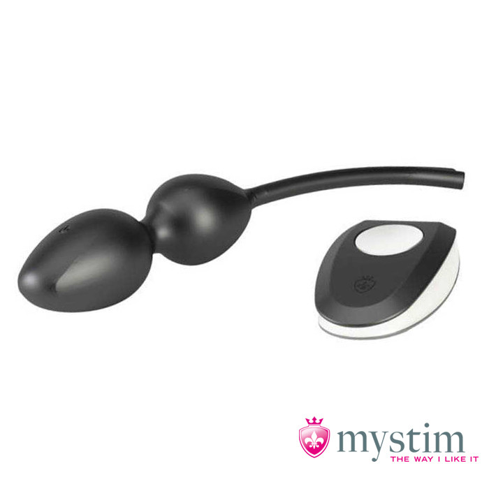 Вагінальні кульки з вібрацією й електростимулцією Mystim чорні, 20.8 х 3.6 см, фото 1