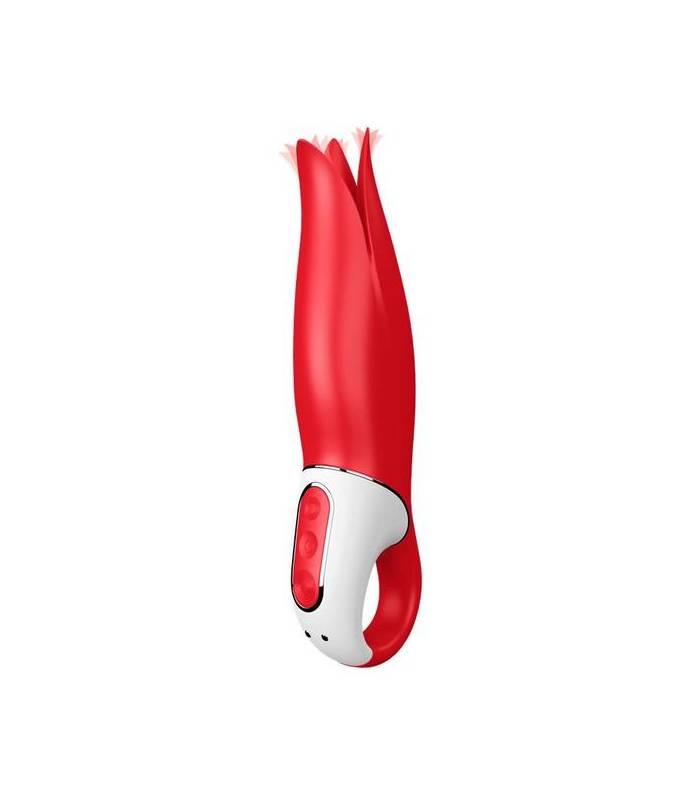 Вібратор у формі квітки Satisfyer Vibes Power Flower з м'якими пелюстками, червоний, 18.8 х 5.2 см, фото 1