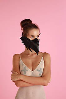 Маска ворон Muzzle 1 Candy Hero, шкіряна, ручна роботи, чорна