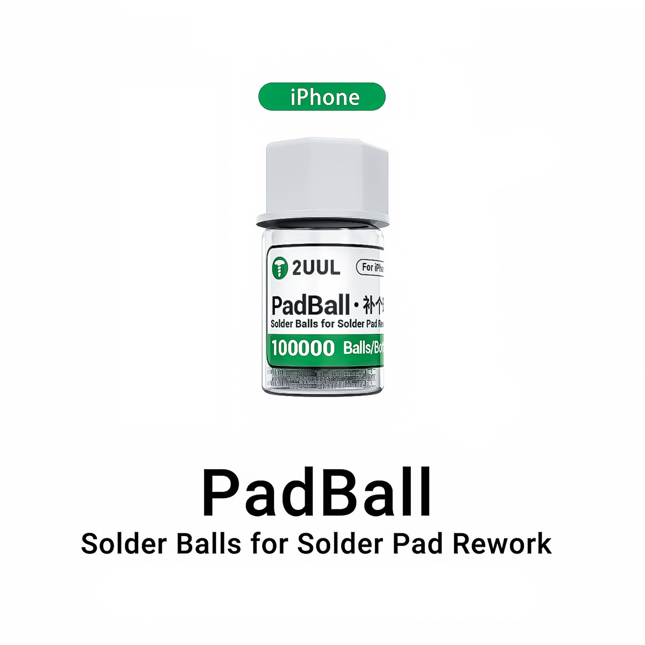 Кульки для пайки мікросхем 2UUL PB01 Iphone (Sn63/Pb37) 0.2 мм/0.3 мм/0.45 мм/0.6 мм/0.76 мм (100000 шт.)