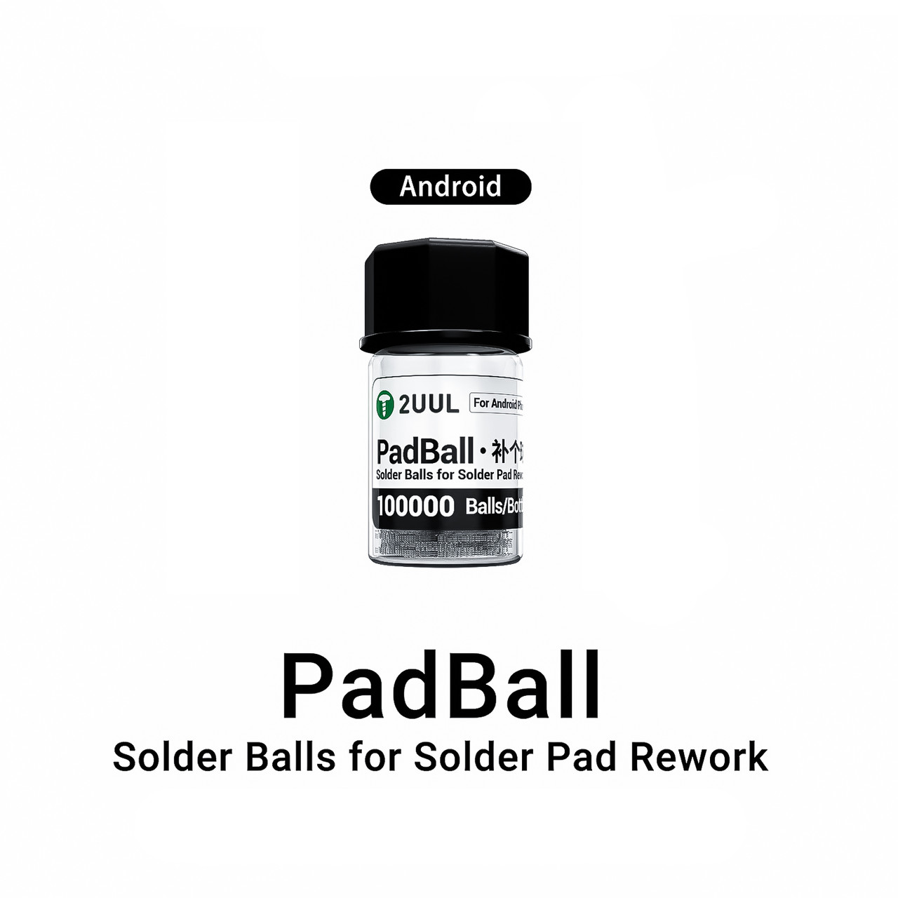 Кульки для пайки мікросхем 2UUL PB02 Android (Sn63/Pb37) 0.2 мм/0.3 мм/0.45 мм/0.6 мм/0.76 мм (100000 шт.)