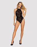Сексуальне боді Obsessive Softily, S/M, з відкритою спиною, чорне, фото 3