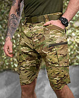 Тактичні шорти Premium Мультикам ріп-стоп з багатьма кишенями та поясом на резинці [n-9219]