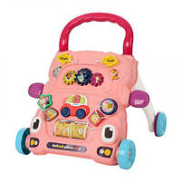 Ходунки-каталка з ігровим центром (РОЖЕВИЙ), ОЗВУЧУВАННЯ УКРАЇНСЬКОЮ МОВОЮ, сортер, шестерні, світло, пісні, к, фото 2