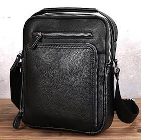 Шкіряна чоловіча сумка-барсетка через плече чорна Tiding Bag A25-1278C