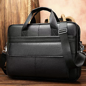 Чоловіча шкіряна сумка для ноутбука та документів 39х28х8, портфель для міста Tiding Bag RD-23134 чорний
