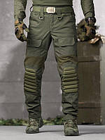 Тактичні штурмові штани Tirenes Олива ріпстоп з кишенями та підсиленням на колінах S [n-9128]