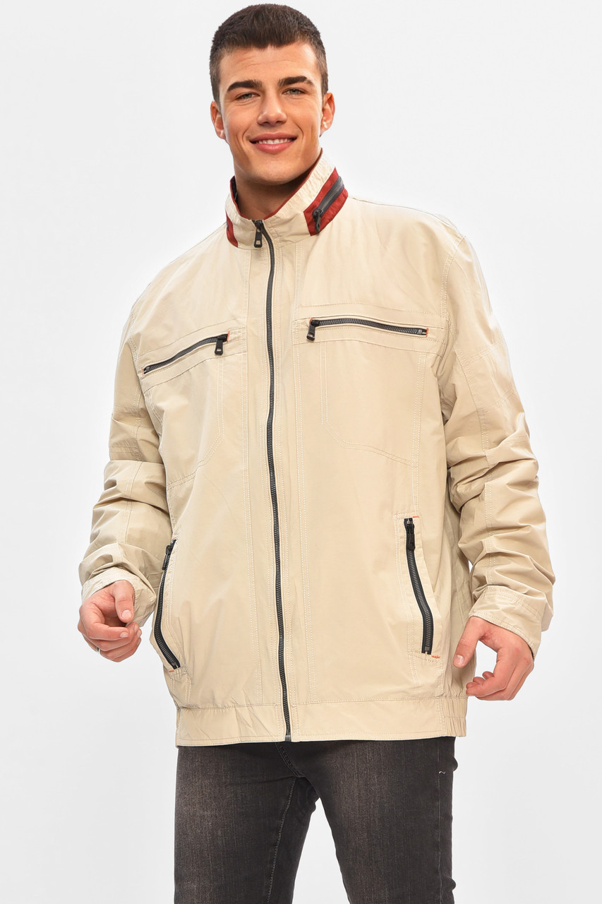 Вітровка чоловіча демісезонна світло-сірого кольору р.56 206988P, фото 1