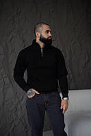 Джемпер чоловічий на блискавці з коміром трьохнитка з начосом | Кофта чоловіча тепла