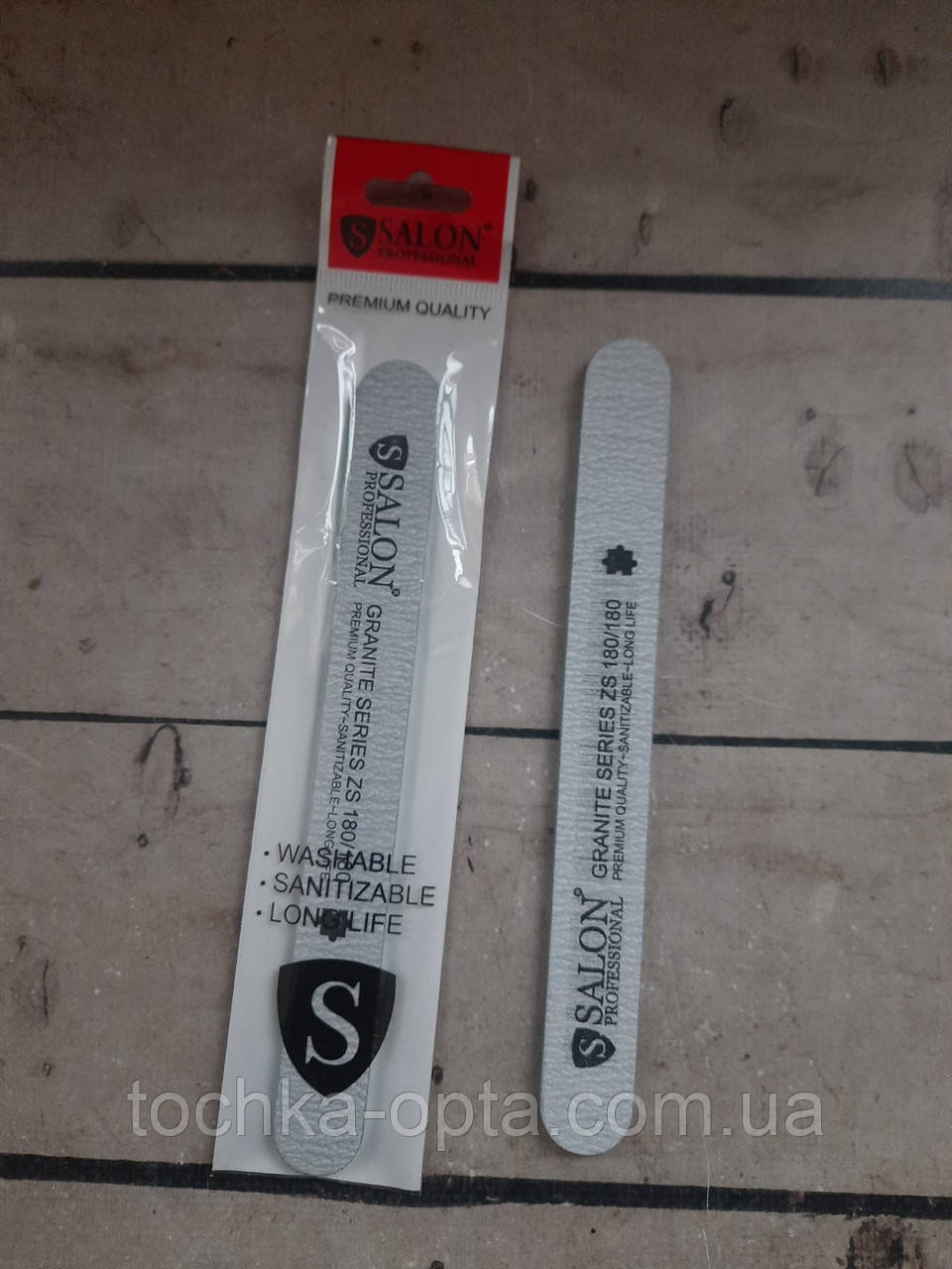 Пилка для нігтів Salon Professional 180/180 пасма я вузька сіра, фото 1