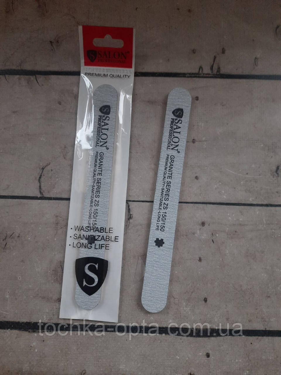 Пилка для нігтів Salon Professional 150/150, пряма вузька сіра, фото 1