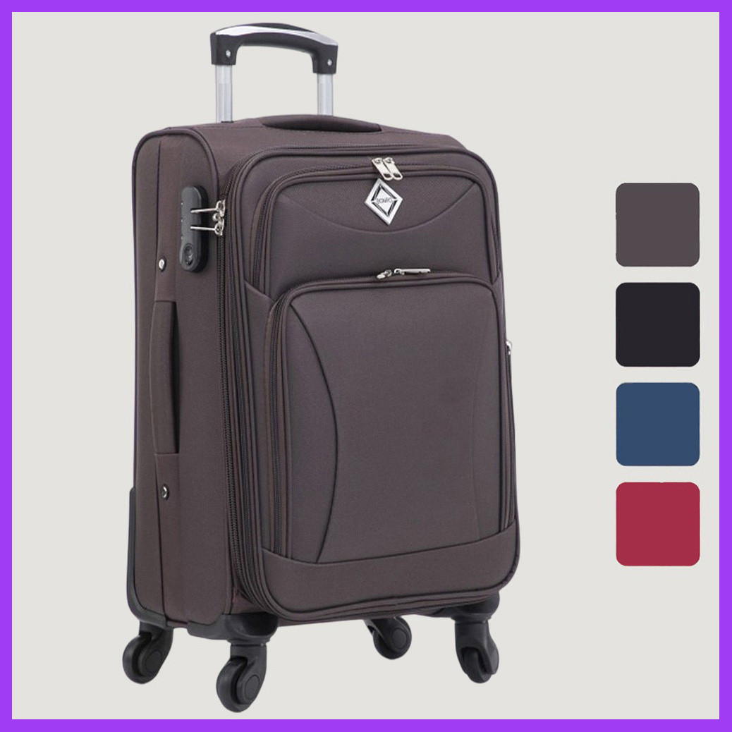 Дорожня тканинна валіза на колесах Bonro Tourist M середня коричнева з кодовим замком і висувною ручкою