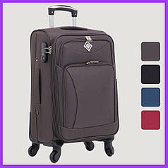 Дорожня тканинна валіза на колесах Bonro Tourist M середня коричнева з кодовим замком і висувною ручкою