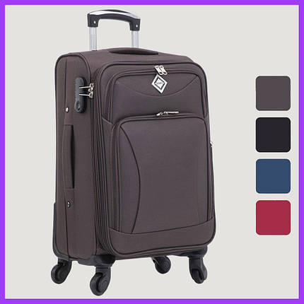 Дорожня тканинна валіза на колесах Bonro Tourist M середня коричнева з кодовим замком і висувною ручкою, фото 1