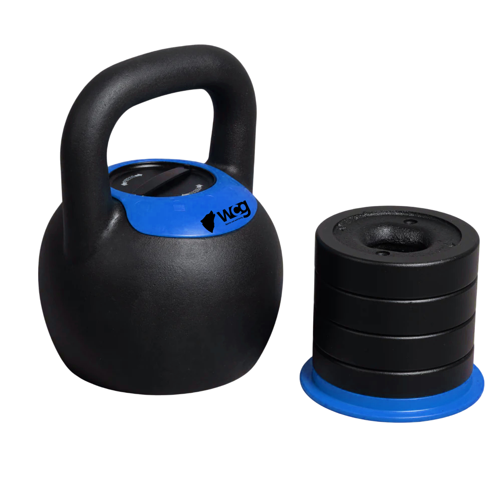 Модульна регульована гиря чавунна 5 в 1 розбірна WCG 16 кг з 5 рівнями ваги 8-16 кг для силових тренувань вдома та спортзалі