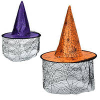 Аксесуари для свята капелюх, 38*38*38см(складний), сітка, Хелловін/  Halloween, 2 кольори (48шт)