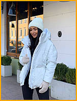 Жіноча зимова куртка стьобана синтепон 250 з капюшоном повсякденна непродувна 4 кольори 42-46