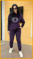 Жіночий спортивний велюровий костюм стильний демісезонний худі з капюшоном декор стрази 5 кольорів 48-54