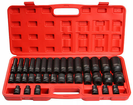 Набір ударних головок 1/2" (довгі та короткі, 8 32 мм) 35 елементів Geko G10518, фото 2