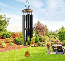 Дверний підвісний дзвіночок 6 трубок чорний дерево