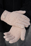 Теплі зимові міхові перчатки рукавиці 7-51А Without Lary Beige
