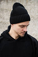 Зимова трикотажна шапка на флісі Without Butch Black