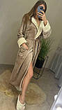 Теплий довгий бежевий халат з вушками, неймовірно ніжний на дотик, фото 4