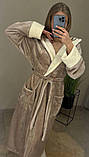 Теплий довгий бежевий халат з вушками, неймовірно ніжний на дотик, фото 6