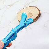 Затискач для волосся крокодил пластиковий блакитний, фото 2