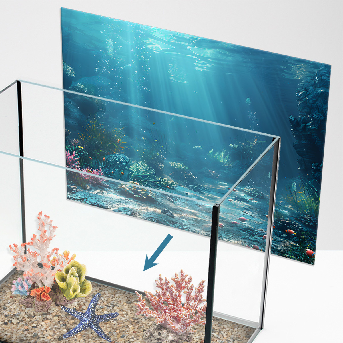Наліпка для акваріуму Морське узбережжя під водою (400х650)