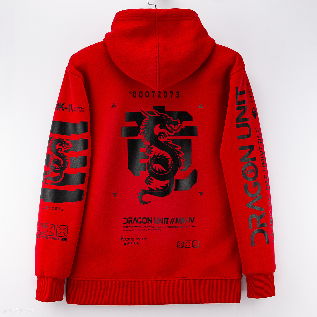 Худі Fabric of the Universe червона тепла м’яка якісна на флісі з принтом Dragon Unit MK-IV, фото 1