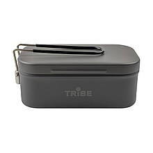 Контейнер для їжі Tribe Lunch Box Alu T-FG-0016-сірий з відділеннями непроливайка